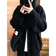 批发重磅秋新款宽松百搭毛衣加厚春秋针织<b class='q'>开衫</b>休闲外套上衣<b class='q'>女</b>