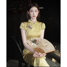 批发一尧新中式国风庐州月矜贵气质高级旗袍连衣裙复古老钱显瘦