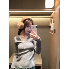 批发星空罗纹260<b class='q'>克</b>4*2 韩版纯欲深v领女长袖内搭打底衫上衣