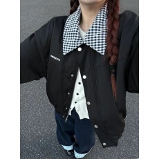 批发格子复古拼接格子百搭休闲美式夹克春<b class='q'>秋</b>季新款宽松显瘦翻领外套