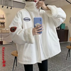 批发两面穿羊羔绒外套女学生韩版立领中厚棉服双面穿毛绒绒棉衣<b class='q'>秋</b>冬款