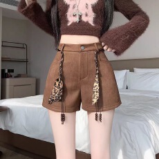 批发麂皮绒空气层280克 短裤女秋冬2025新款高腰外穿显瘦a字阔腿靴裤