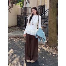 批发木耳边半高领芭蕾风女长袖打底衫内搭设计感<b class='q'>上衣</b>