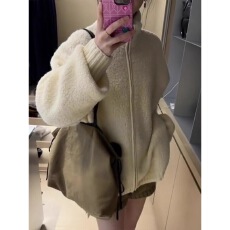 批发2025秋冬季韩系慵懒风立领双拉链羊羔毛<b class='q'>外套</b>女宽松小个子毛衣开衫