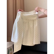 批发韩系通勤波点宽松A字半身短裙女春季甜美温柔高腰防走光<b class='q'>百搭</b>短裙