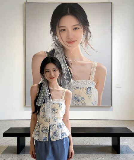 한 부서 꽃무늬 레이스 조각 캐미솔 여름 해변가 휴가 바람 허리 수축 슬림해 보이는 고유 한 아름다운 맨위