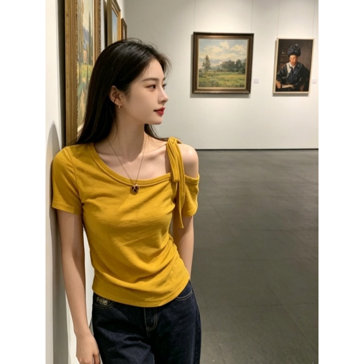 여름 새로운 슈퍼 화재 작은 대중 아니요 명중 섹션 스트랩 디자인 센스 비스듬한 어깨 의류