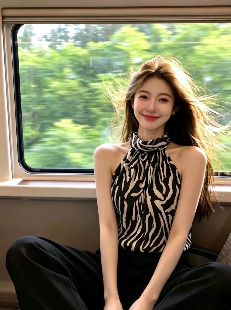 빛 요리 한 섹시함 행침 목 얼룩말 곡물 맨위 여성 여름 고급 센스 연령 감소 외국 가스 캐미솔 작은 스탠드 칼라 작은 셔츠