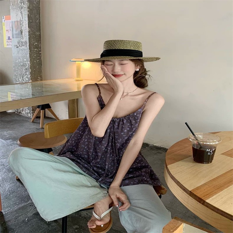 한 부서 느슨함 센스 느긋한 다용도 보라색 슬립 작은 조끼 여성
