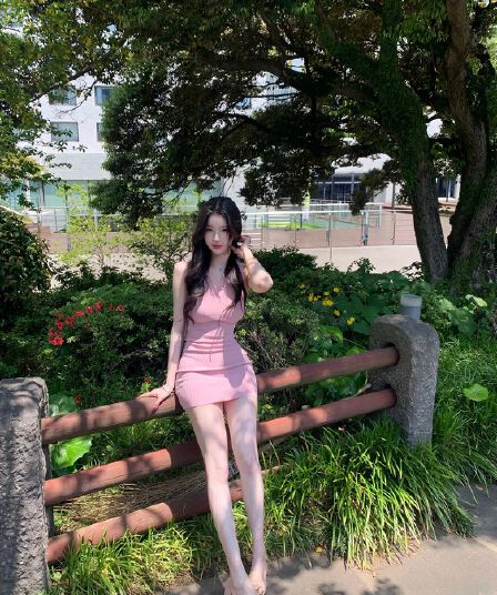프랑스식 디자인 센스 핑크색 폴로 칼라 민소매 조끼 여성 드레스 여름 작은 키 쇼트 스타일 섹시함 타이트 스커트 치마