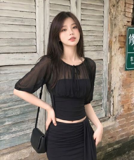 40 좋은 면 1 1 패치워크 아메리칸 레트로 미니멀리즘 출퇴근 일상 반팔 티셔츠 여성