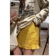 批发侧开叉纯色短裙女夏季新款超好看半身裙高腰显瘦<b class='q'>防走光</b>a字裙子