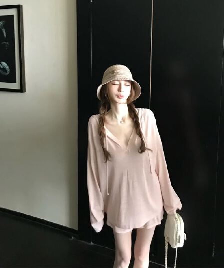 게으른 빛 산소 캐주얼 스포츠 슈트 여성 봄 여름 투피스 세트 반바지 후드티 루즈핏 가정 외출용 러닝 서비스