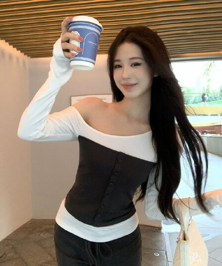 아름다운 40 사람들 면 260 그램 좋은 솜씨 바느실 11 바늘 가을 페이크 레이어드 슬림해 보이는 다용도 맨위