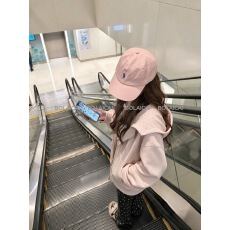 华棉复合+内抽+后包领波点粉色拉链卫衣外套女连帽上衣