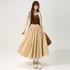 批发<b class='q'>秋</b>冬新款加绒加厚A字半身裙蝴蝶结高腰显瘦中长蕾丝蛋糕裙