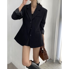 批发韩国chic 法式气质西装单排扣宽松百搭长袖西服外套女