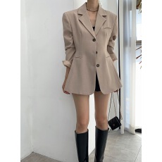 批发韩国chic 法式气质西装单排扣宽松百搭长袖西服外套女