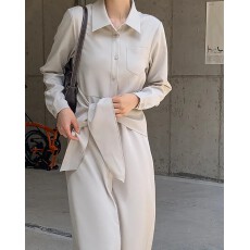 批发韩国chic 法式气质单排扣修身高级绑带<b class='q'>长袖</b>连衣裙女