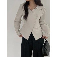 批发韩国chic 韩版小众不规则分割衬衫长袖<b class='q'>西装外套</b>女