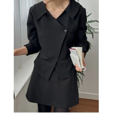 批发韩国chic 韩版小众不规则分割衬衫长袖<b class='q'>西装外套</b>女