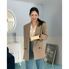 批发韩系双排扣西装外套女 宽松高级感休闲西服