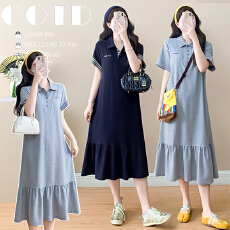 批发实拍现现孕妇夏季2026潮流polo领<b class='q'>连衣裙</b>女新款休闲<b class='q'>翻领</b>孕妇<b class='q'>连衣裙</b>