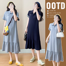 批发实拍现现孕妇夏季2026潮流polo领<b class='q'>连衣裙</b>女新款休闲<b class='q'>翻领</b>孕妇<b class='q'>连衣裙</b>