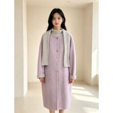 批发2026韩系时尚设计感立领双面羊毛<b class='q'>大</b>衣<b class='q'>女</b>慵懒高级感羊毛外套配披肩