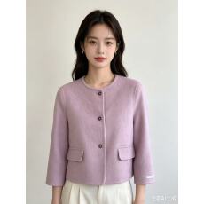 批发2026年秋冬季<b class='q'>女</b>装新款小香风圆领双面羊毛呢<b class='q'>大</b>衣百