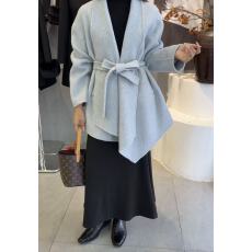 批发浴袍款甘草黄色双面手缝羊毛大衣女<b class='q'>短</b>25秋冬新款气质收腰羊毛外套