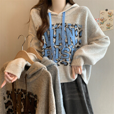 实拍实价 新款美式字母连帽毛衣针织衫