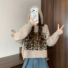 实拍实价 新款美式字母连帽毛衣针织衫