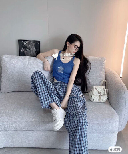 조끼 체크무늬 캐주얼 바지 원본 표준 행침 카드