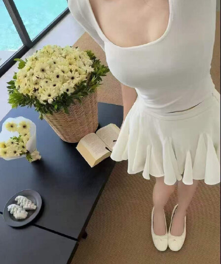 u 칼라 티셔츠 인어 꼬리 반신 스커트