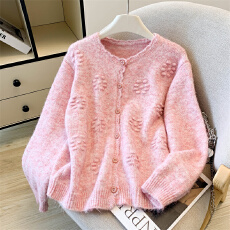 批发<b class='q'>手工</b>绣花圆领<b class='q'>毛衣</b>外套女2025秋冬季新款宽松外穿上衣针织开衫