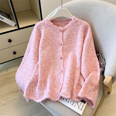 批发温柔风手工花边领毛衣<b class='q'>开衫</b>女秋季软糯<b class='q'>马海毛</b>外套慵懒高级感羊毛衫