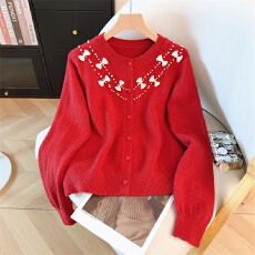 批发红色女款2025年洋气高档通勤高级感时尚独特新款大气女装漂亮上衣