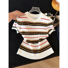 批发原创2026春夏季新款上新淑条设计感纹理气质风百搭修身针织衫女潮