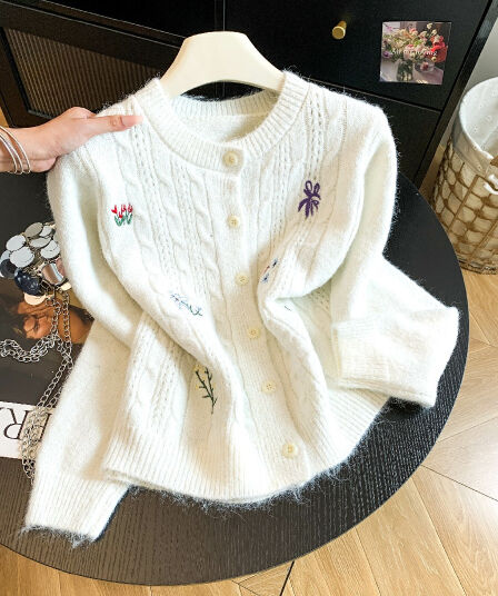 2026 가을 새로운 한국 스타일 루즈핏 슬림해 보이는 다용도 캐주얼 여성 라운드 넥 긴팔 니트 오픈 가디건 스웨터
