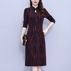 批发<b class='q'>改良</b><b class='q'>旗袍</b>连衣裙女2025春秋新款贵夫人喜婆婆婚宴高端奢华妈妈裙子