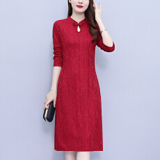 批发<b class='q'>改良</b><b class='q'>旗袍</b>连衣裙女2025春秋新款喜婆婆婚宴装高端奢华妈妈礼服裙子
