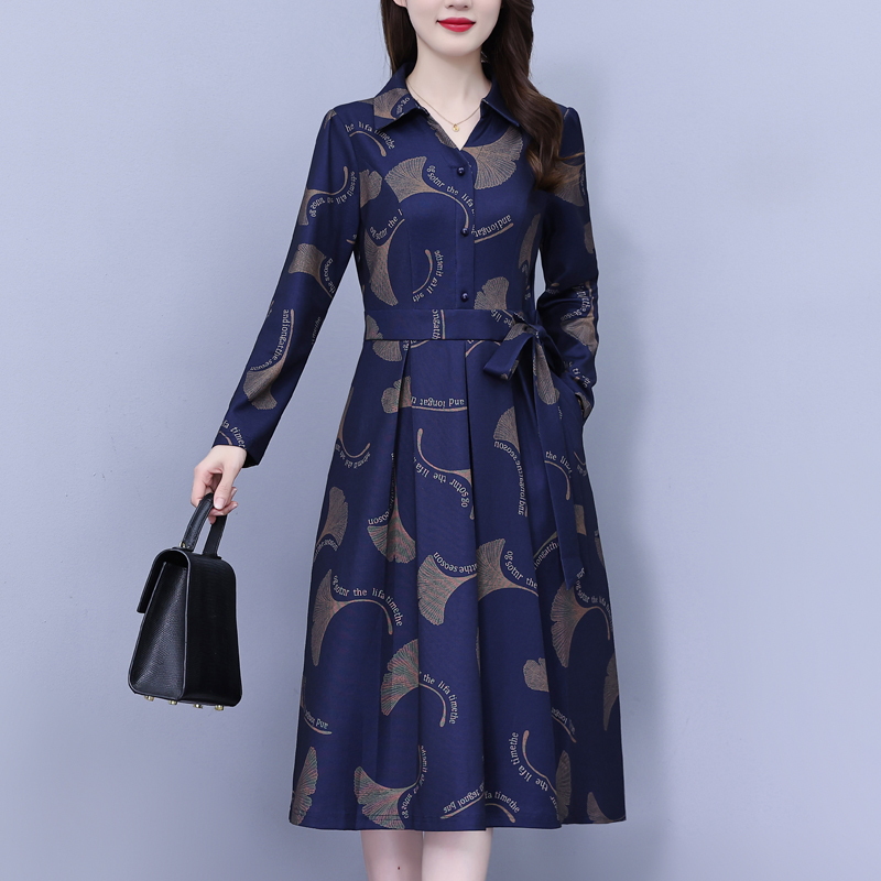 MY17702# 爆款十三行长袖碎花连衣裙新款妈妈气质显瘦高档裙子女裝貨源服裝批發