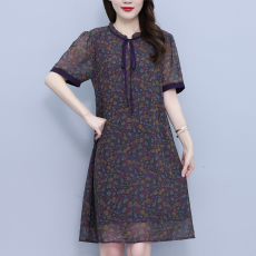 批发真丝桑蚕丝<b class='q'>连衣裙</b>女夏季新款高端香云纱宽松大码<b class='q'>中年</b>妈妈碎花裙子