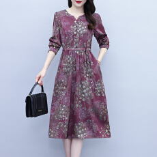 批发真丝桑蚕丝连衣裙女2026春夏新款<b class='q'>贵</b><b class='q'>夫人</b>高端洋气质妈妈碎花长裙子