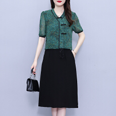 批发真丝桑蚕丝连衣裙女夏季<b class='q'>新款</b>高端香云纱国风气质妈妈印花<b class='q'>旗袍</b>裙子