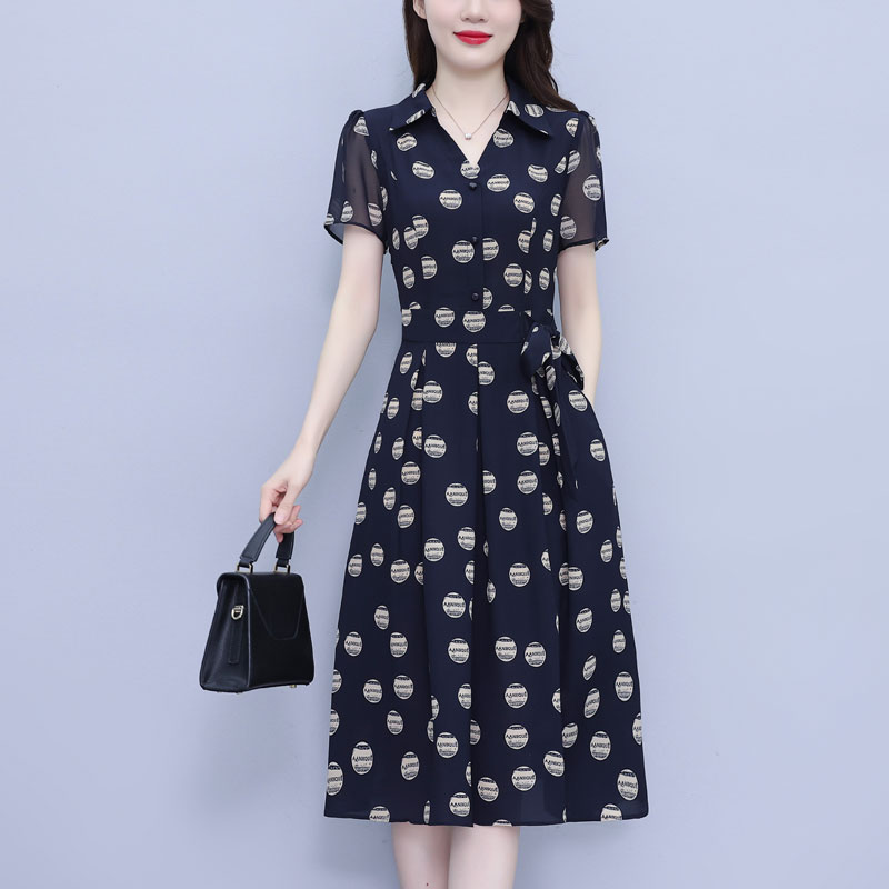 RY1898# 真丝桑蚕丝连衣裙女夏季新款香云纱高端洋气质小个子妈妈印花裙子