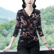 批发时尚印花<b class='q'>网纱</b>打底衫女秋冬2026新款大码洋气时髦T恤内搭长袖<b class='q'>上衣</b>