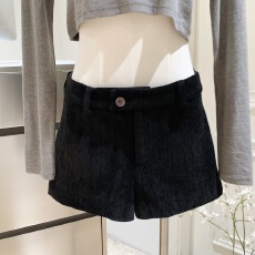 批发蘑糯糯 同款灯芯绒修身显瘦百搭气质休闲打底秋冬<b class='q'>短裤</b>