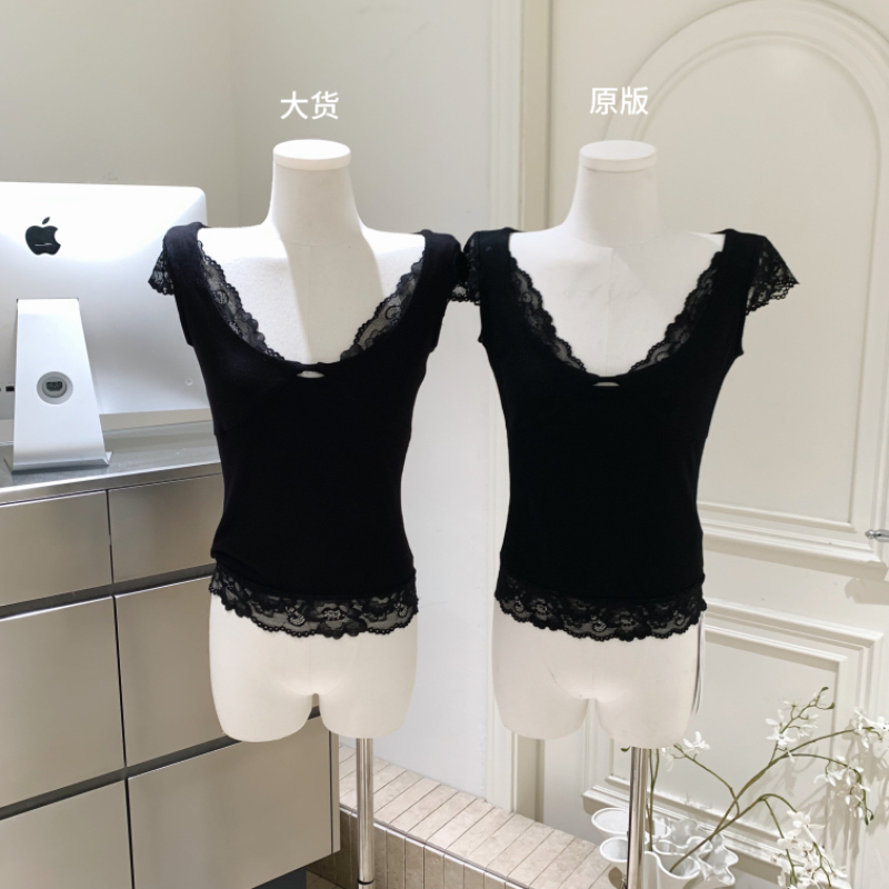 sheepland 약속하다 심장 레이스 조각 순수한 욕망 심장 기계 반팔 티셔츠 여성 봄 여름 몸매 가꾸기 디스플레이 얇고 작은 맨위